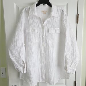 Michael Kors ✨️ White Linen Women's Shirt Size 2X